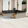 Image de vidaXL Salon de jardin 11 pcs avec coussins gris résine tressée