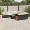 Image de vidaXL Salon de jardin 12 pcs avec coussins noir résine tressée