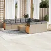 Image de vidaXL Salon de jardin avec coussins 12 pcs beige résine tressée