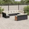 Image de vidaXL Salon de jardin avec coussins 13 pcs noir résine tressée