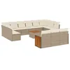 Image de vidaXL Salon de jardin avec coussins 14 pcs beige résine tressée