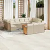 Image de vidaXL Salon de jardin avec coussins 14 pcs beige résine tressée
