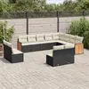 Image de vidaXL Salon de jardin 12 pcs avec coussins noir résine tressée