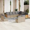 Image de vidaXL Salon de jardin avec coussins 12 pcs beige résine tressée