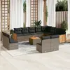 Image de vidaXL Salon de jardin avec coussins 13 pcs gris résine tressée