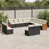 Image de vidaXL Salon de jardin avec coussins 13 pcs noir résine tressée