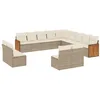 Image de vidaXL Salon de jardin avec coussins 13 pcs beige résine tressée