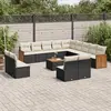 Image de vidaXL Salon de jardin avec coussins 14 pcs noir résine tressée