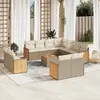 Image de vidaXL Salon de jardin avec coussins 12 pcs beige résine tressée