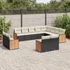 Image de vidaXL Salon de jardin 12 pcs avec coussins noir résine tressée