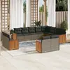 Image de vidaXL Salon de jardin avec coussins 12 pcs gris résine tressée