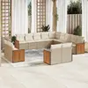 Image de vidaXL Salon de jardin avec coussins 13 pcs beige résine tressée