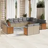 Image de vidaXL Salon de jardin avec coussins 13 pcs beige résine tressée
