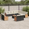 Image de vidaXL Salon de jardin avec coussins 14 pcs noir résine tressée