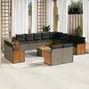 Image de vidaXL Salon de jardin avec coussins 14 pcs gris résine tressée