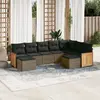 Image de vidaXL Salon de jardin 9 pcs avec coussins gris résine tressée