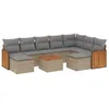 Image de vidaXL Salon de jardin avec coussins 10 pcs beige résine tressée