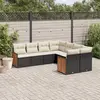 Image de vidaXL Salon de jardin 8 pcs avec coussins noir résine tressée
