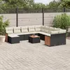 Image de vidaXL Salon de jardin 12 pcs avec coussins noir résine tressée