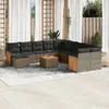 Image de vidaXL Salon de jardin avec coussins 12 pcs gris résine tressée
