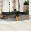Image de vidaXL Salon de jardin avec coussins 12 pcs gris résine tressée