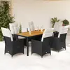Image de vidaXL Ensemble à manger de jardin coussins 7pcs Noir Résine tressée