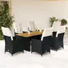 Image de vidaXL Ensemble à manger de jardin coussins 7 pcs noir résine tressée