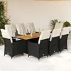 Image de vidaXL Ensemble à manger de jardin 9pcs coussins noir résine tressée