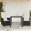 Image de vidaXL Ensemble de bistro 3 pcs avec coussins noir résine tressée