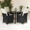 Image de vidaXL Ensemble à manger de jardin coussins 5pcs Noir Résine tressée