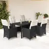 Image de vidaXL Ensemble à manger de jardin coussins 7pcs Noir Résine tressée