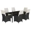 Image de vidaXL Ensemble à manger de jardin coussins 7pcs Noir Résine tressée