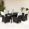 Image de vidaXL Ensemble à manger de jardin coussins 7pcs Noir Résine tressée