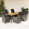 Image de vidaXL Ensemble à manger de jardin et coussins 7 pcs gris rotin