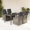 Image de vidaXL Ensemble à manger de jardin 5 pcs coussins gris résine tressée