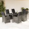Image de vidaXL Ensemble à manger de jardin et coussins 7 pcs gris rotin