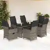 Image de vidaXL Ensemble à manger de jardin et coussins 7 pcs gris rotin
