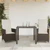 Image de vidaXL Ensemble de bistro 3 pcs avec coussins marron résine tressée