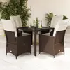 Image de vidaXL Ensemble à manger de jardin 5 pcs et coussins marron poly rotin