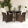 Image de vidaXL Ensemble à manger de jardin 5 pcs et coussins marron poly rotin