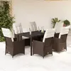 Image de vidaXL Ensemble à manger de jardin et coussins 7 pcs marron rotin