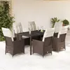 Image de vidaXL Ensemble à manger de jardin et coussins 7 pcs marron rotin