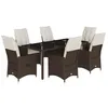 Image de vidaXL Ensemble à manger de jardin et coussins 7 pcs marron rotin