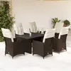 Image de vidaXL Ensemble à manger de jardin et coussins 7 pcs marron rotin