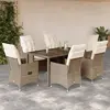 Image de vidaXL Ensemble à manger de jardin et coussins 7 pcs beige poly rotin