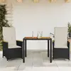 Image de vidaXL Ensemble de bistro 3 pcs avec coussins noir résine tressée