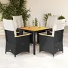 Image de vidaXL Ensemble à manger de jardin coussins 5pcs Noir Résine tressée