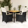 Image de vidaXL Ensemble à manger de jardin coussins 5pcs Noir Résine tressée