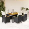 Image de vidaXL Ensemble à manger de jardin coussins 7pcs Noir Résine tressée