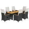Image de vidaXL Ensemble à manger de jardin coussins 7 pcs noir résine tressée